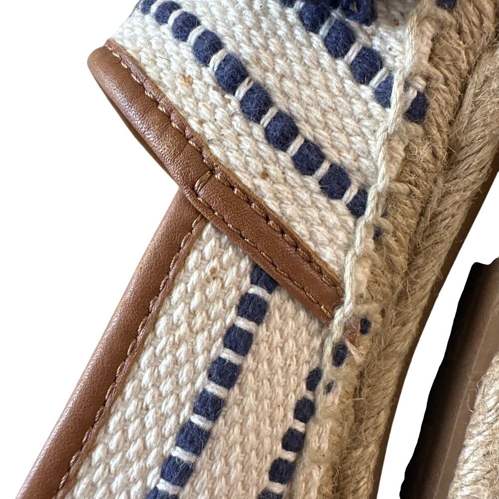 Tory Burch Shaw Fringe Espadrilles Navy Cream Stripe 8 - Picture 10 of 13